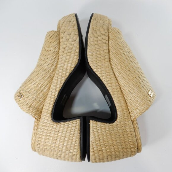 GANNI Butterfly Raffia Platform Mules Heeled Sandals Size 38 8 Natural NEW $425 - Picture 8 of 15